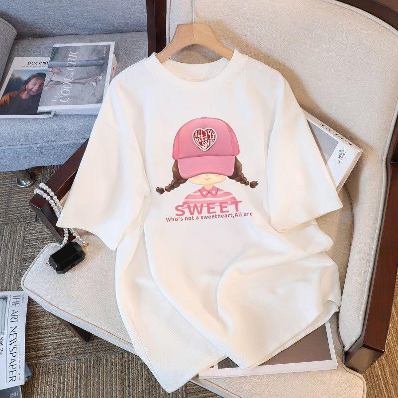 女大童纯棉短袖T恤宝宝中大童夏季圆领宽松春装帅气潮童半袖上衣