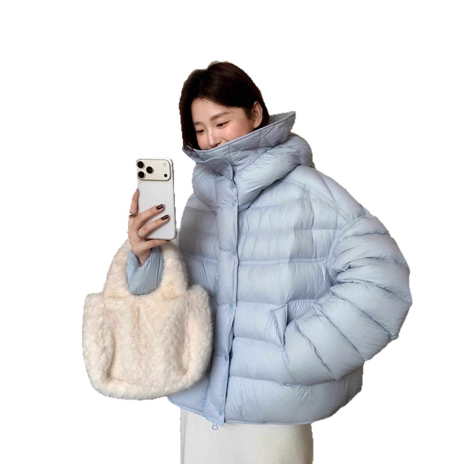90 White Duck Down 2025 Winter New Short Down jacket for women, hooded, rib cream puff-like style, Korean-style loose jacket trend Item Picture