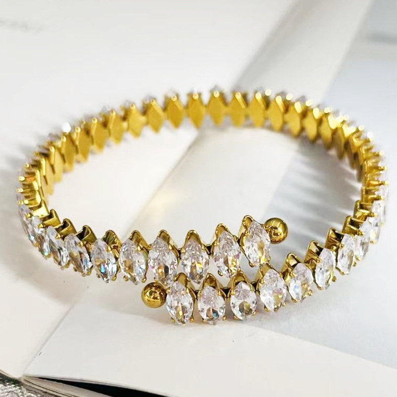Popular copper bracelets in Europe and America, zircon bracelets, simple elastic steel wire diamond-encrusted bracelets, factory wholesale