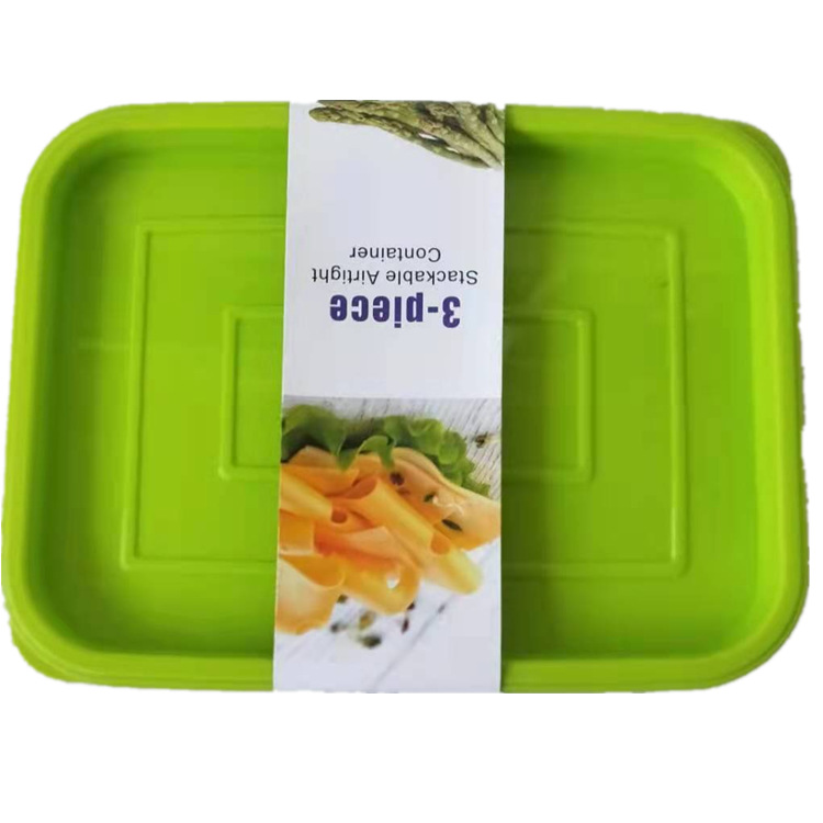 Xinyuan PP plastic sealed box, stacked paper card, rectangular three-piece set, color fresh-keeping box, storage box, storage box Item Picture