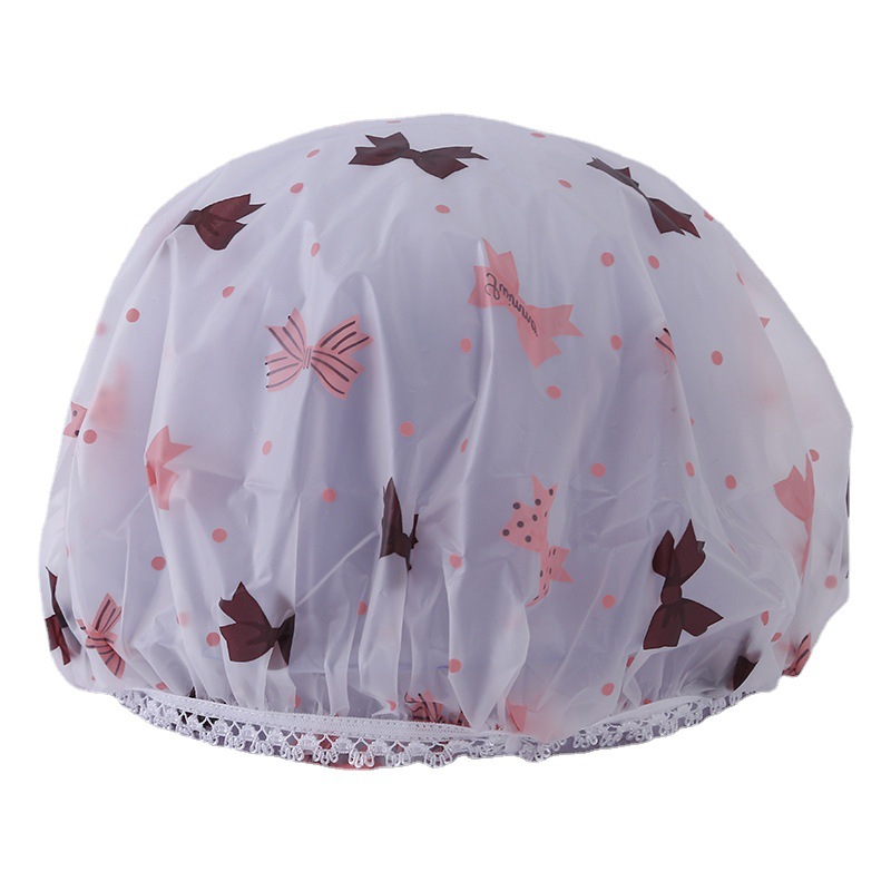 Creative Peva Printed Shower Cap Double Thickened Waterproof Bath Shower Head Set Cartoon Cute Hair Mask Cap In Stock Item Picture