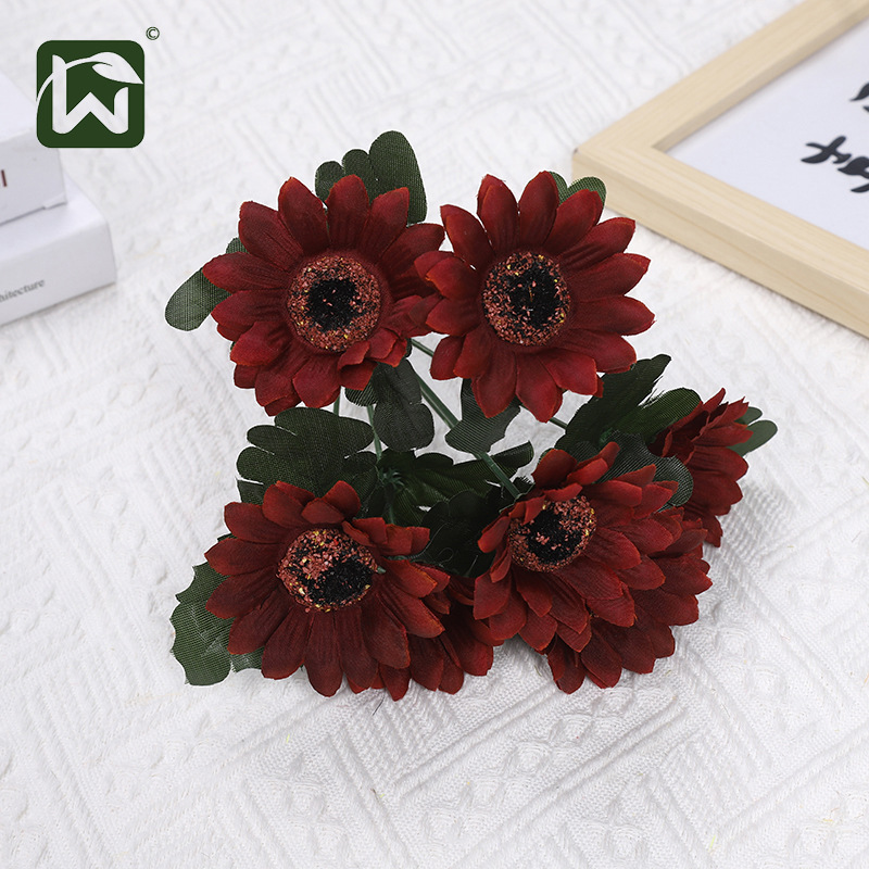 Artificial flowers, sunflowers, retro home decoration, soft furnishings, artificial flower bouquets, living room decoration, flower arrangements, flower ornaments, wedding floral art Application Scenario