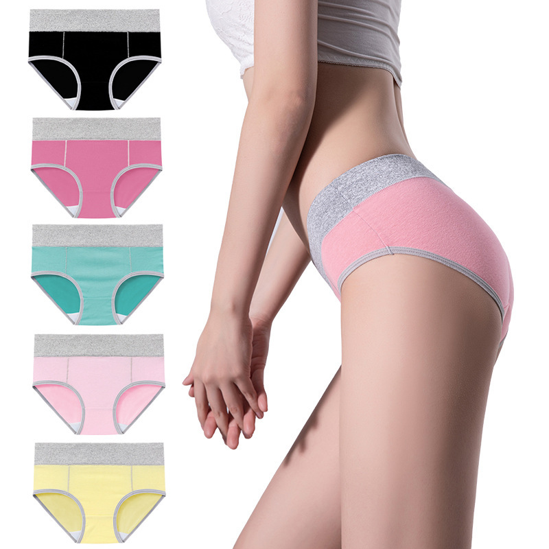 Cross-border oversized, plus-size, color-blocking underpants, high-waisted women's briefs, hip-lifting cotton underpants, large size wholesale Application Scenario