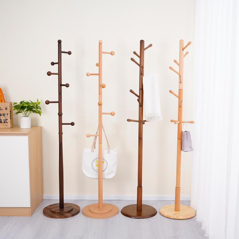 定制简约实木衣帽架家用卧室简易挂衣架可移动落地挂包衣帽架