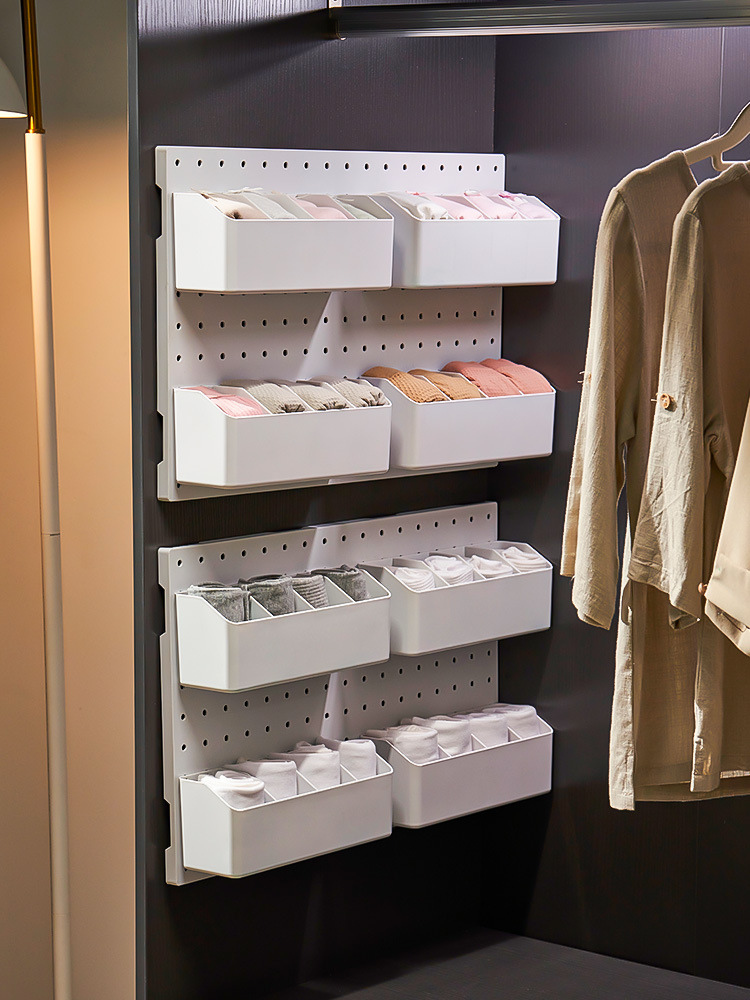 Perforation-Free Home Hole Panel Wall Hanging Wardrobe Pull Underwear Socks Diy Storage Rack Storage Box Storage Rack Application Scenario