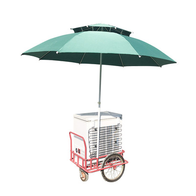 Human-powered tricycle stalls carrying frozen food, beverages, ice cream, night markets, three-wheeled inverted donkeys, non-electric refrigerators undefined