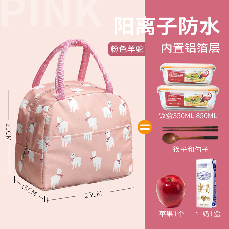 Oxford fabric waterproof bento lunch bag, large-capacity insulated bento, student hand-held bag with rice bag Application Scenario