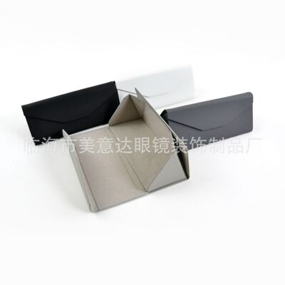亚光磨砂皮质三角折叠太阳眼镜盒详情图3