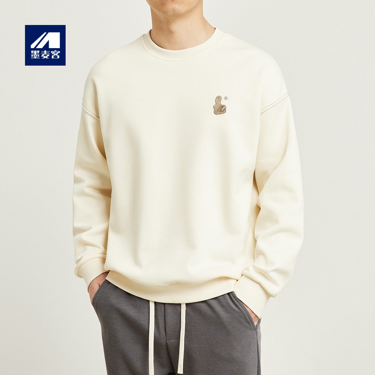 Men's embroidered round-neck hoodie 2023 Spring New air-layer hoodie for men