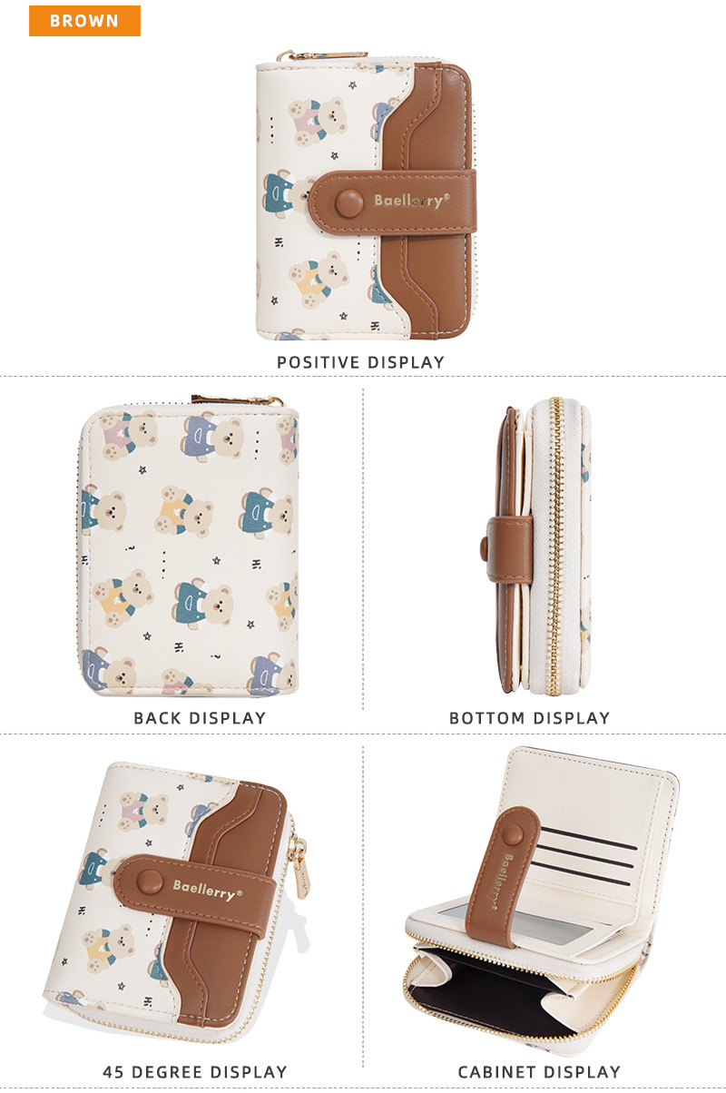 新款女士钱包短款拉链高级感学生钱夹多卡位跨境女式轻奢零钱包女详情16