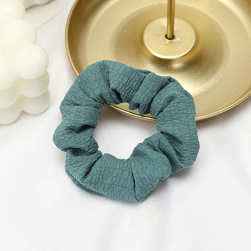 Solid color retro large intestine hair band, cream style, girl's bubble puffs, sweet hair tie, Korean bun hair accessory Specification image