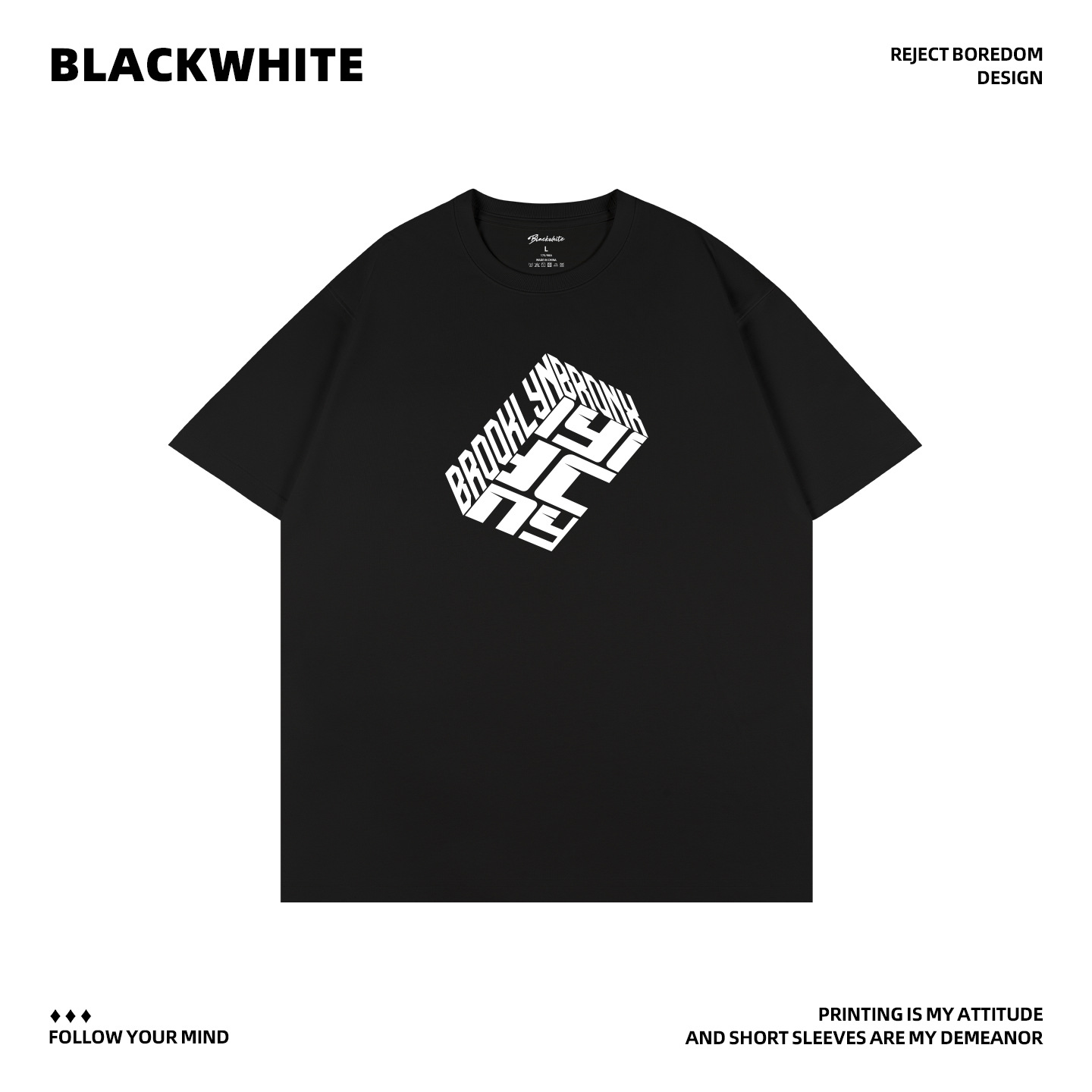 High Street retro three-dimensional letter printed short-sleeved T-shirt for both men and women, loose and slimming, versatile half-sleeved top Q363