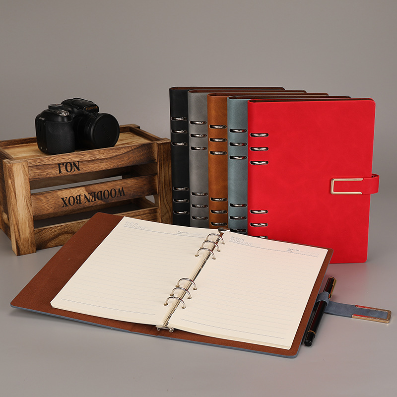 Buckle Business Loose-Leaf Book Leak-Hole Removal Simple B5 Notebook Gift Box Set Office Meeting Minutes Printing Logo details Picture