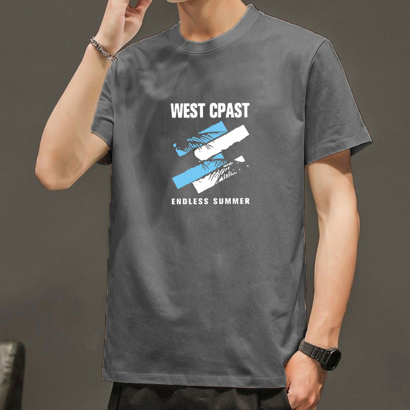 Summer men's wear letter round-neck short-sleeved T-shirt, men's T-shirt, fashionable short style, trendy and versatile, casual wear, men's T-shirt Application Scenario