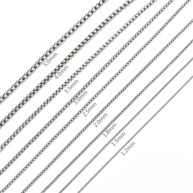 Cross-border round stainless steel square pearl necklace, non-fading titanium steel jewelry accessory, men's and women's personalized chain diy matching chain