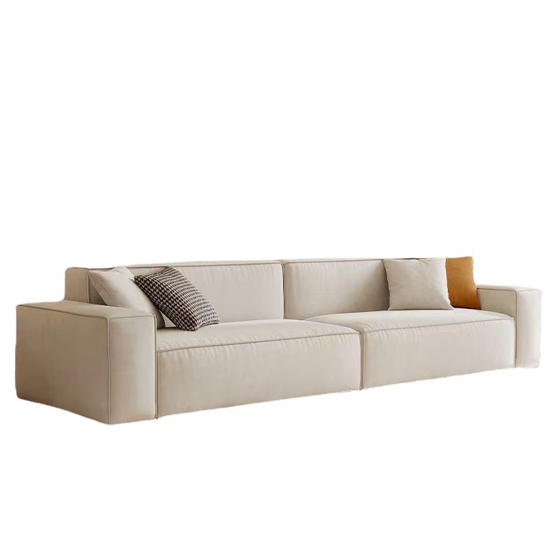 Italian Minimalist Cream Windproof Cat's Paw Cloth Sofa Modern Simple Straight Row Three Technology Cloth Bean Curd Block Sofa Item Picture