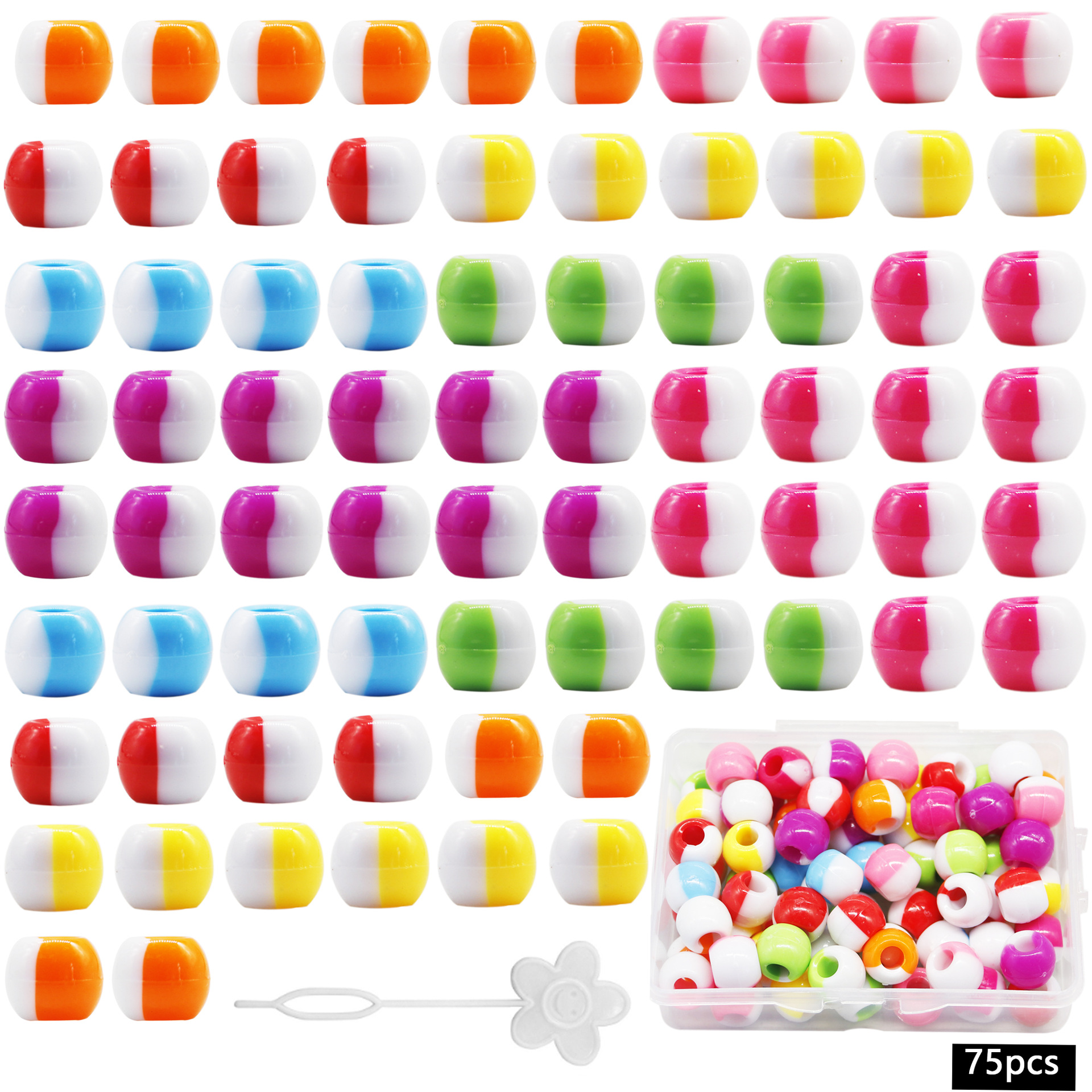 DIY sugar-colored acrylic plastic hair extension beads, hair strapping device and hair extension buckle set
