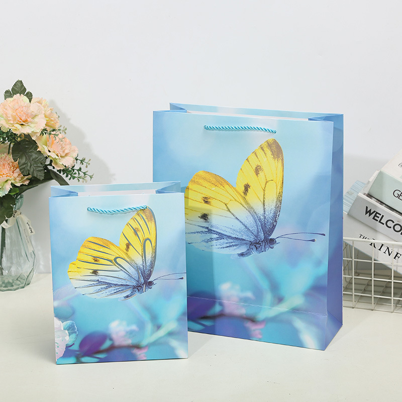 Ladies Vivid Butterfly Gift Bag Tote Bag Paper Bag Clothing Shopping Bag Birthday Return With Hand Gift South America Application Scenario