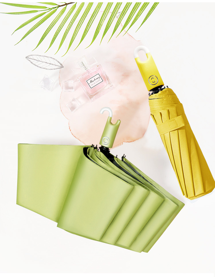 三折全自动锁扣伞晴雨伞折叠黑胶防紫外线遮阳太阳伞甜甜圈挂钩伞详情13