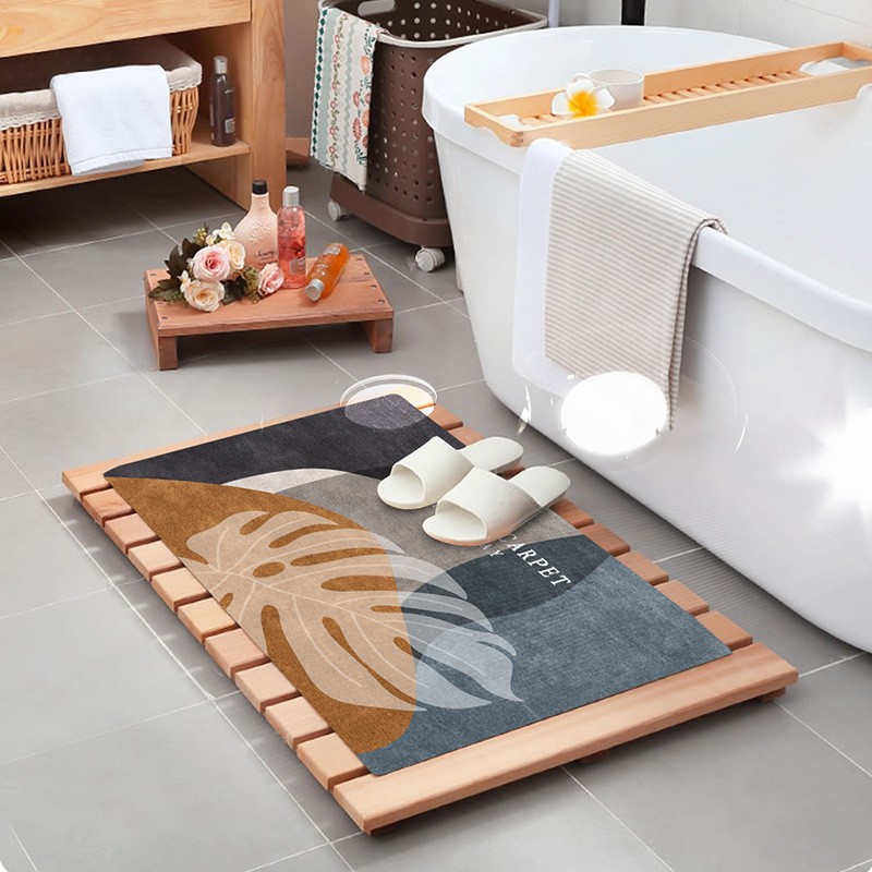 地垫轻奢浴室吸水地毯水晶绒卫生间防滑地垫家用卧室进门地垫脚垫图