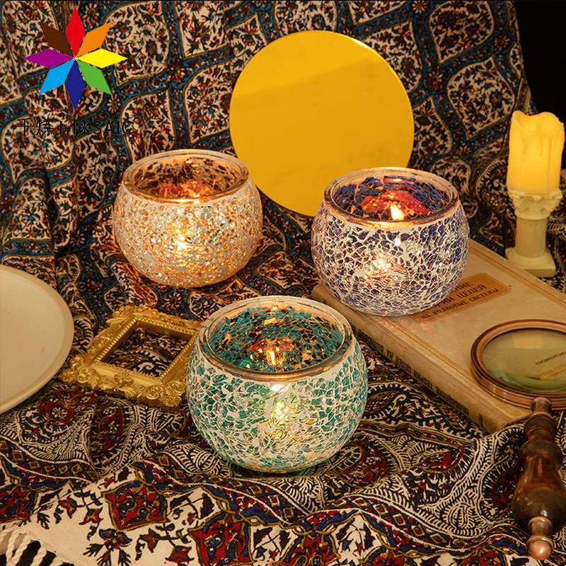 Wholesale of Qianlian Turkish lamps, Mosaic glass candlesticks, wedding gifts, romantic ornaments, and European-style home furnishings Specification image