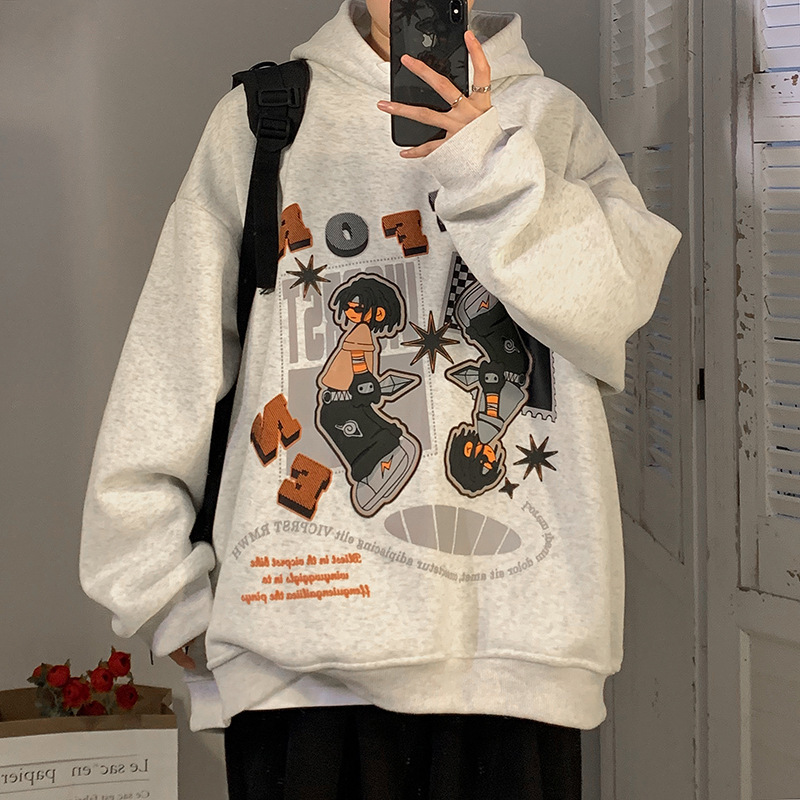 Cartoon hoodie hombre primavera otoño americano hiphop top venta al por mayor costa oeste marca de marea abrigo más suave y más grueso details Picture