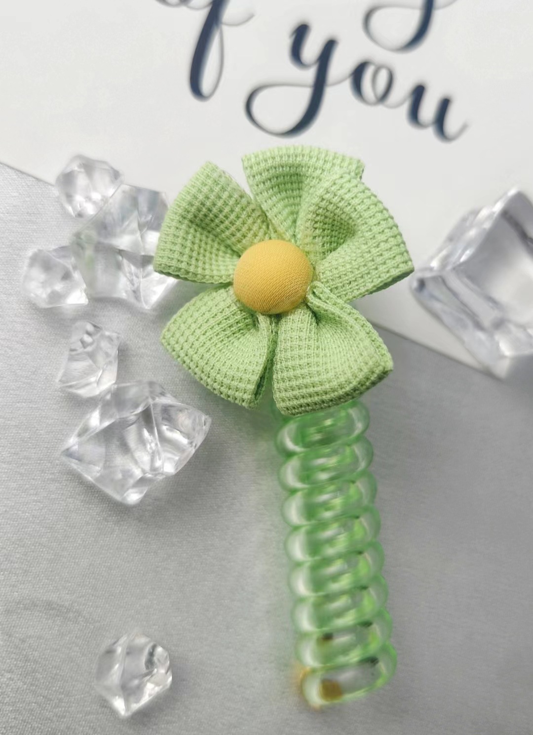 New Korean-style hair tie for women, transparent flower telephone line hair band braiding tool, high elasticity, no damage to ponytail hair Specification image