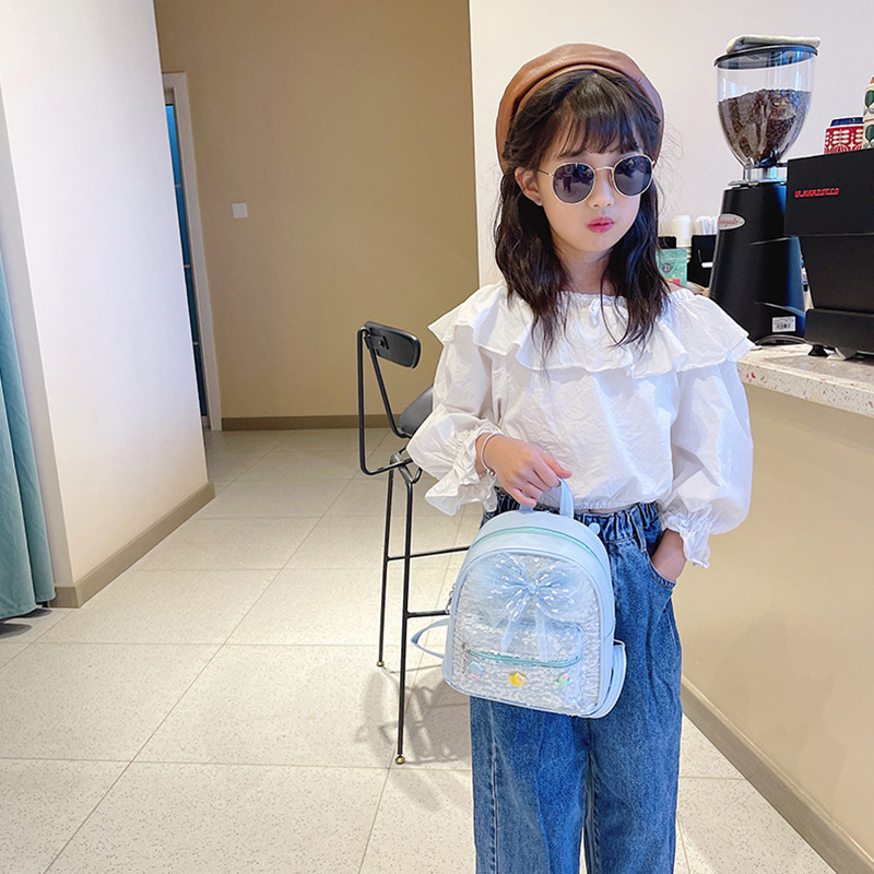 Source Manufacturers New Children's Bag Girls Fashion Trend Sequin Small Backpack Big Bow Baby Backpack Application Scenario