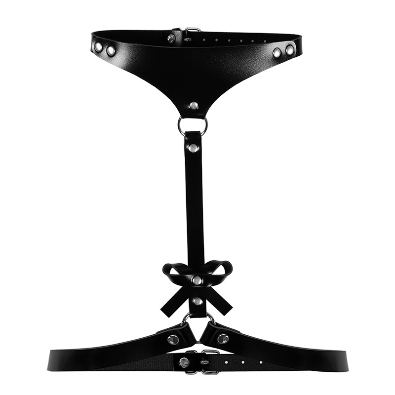 New adult sex products: sm women's leather shorts with bow ties and halter straps, pole dance performance costumes Application Scenario