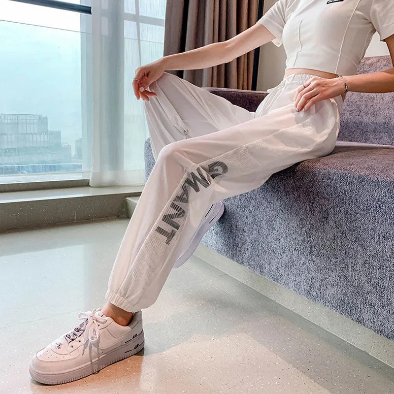 速干运动裤女夏季宽松束脚薄款休闲九分哈伦小个子防蚊灯笼裤