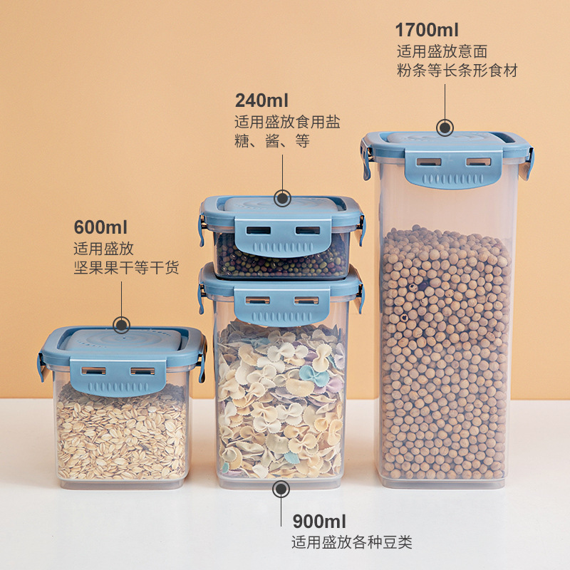 Nordic-style high-transparency multi-specification sealed jar, silicone snap-fit storage jar, kitchen refrigerator, five-grain storage box Application Scenario