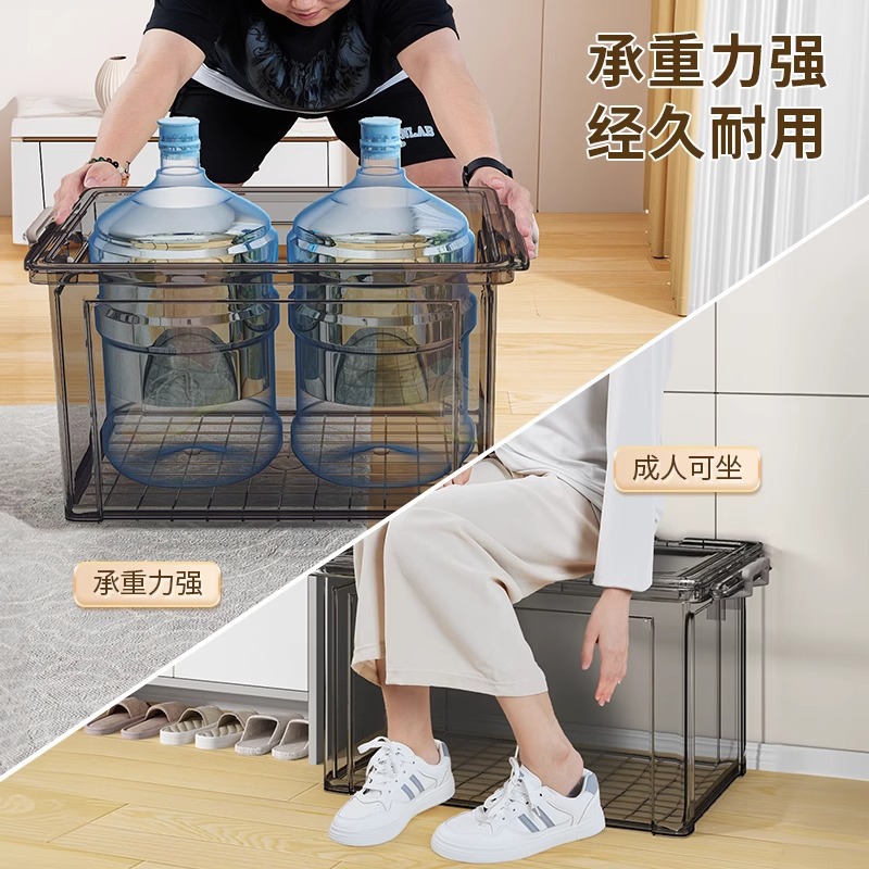 Transparent storage box, household plastic storage box, wardrobe, clothes, large capacity, toys, snacks, organization, cotton quilt storage box Application Scenario