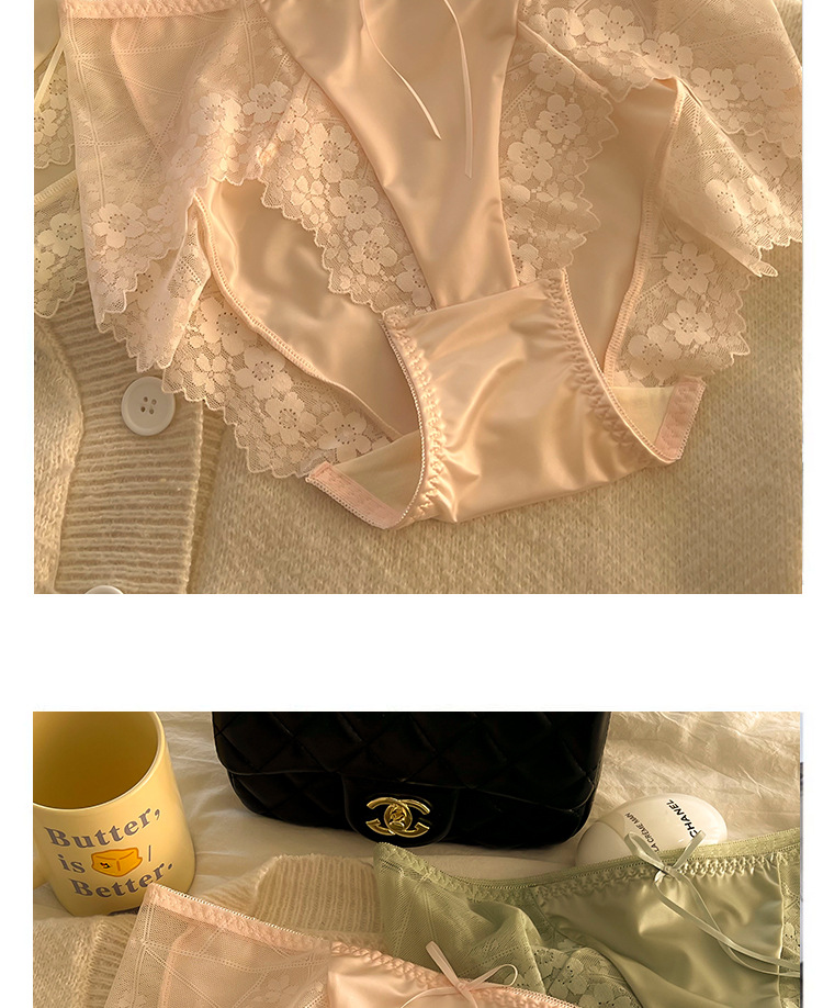 高腰大码女士内裤女胖MM200斤ins纯欲风包臀透气性感蕾丝边三角裤详情9