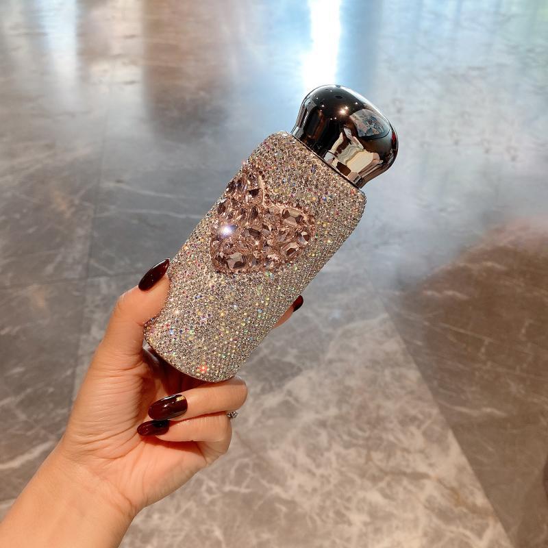 1PKN批发韩式保温杯奢华镶钻爱心便携不锈钢水杯潮流高颜值车载随