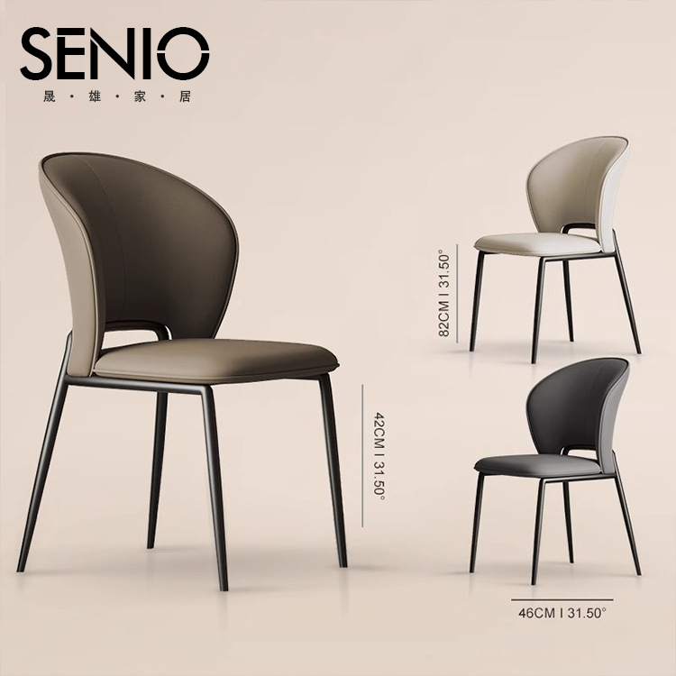 Light luxury dining chairs, home Italian minimalist high-end style hotel negotiation chairs, restaurant chairs, simple dining tables, leather stools Application Scenario