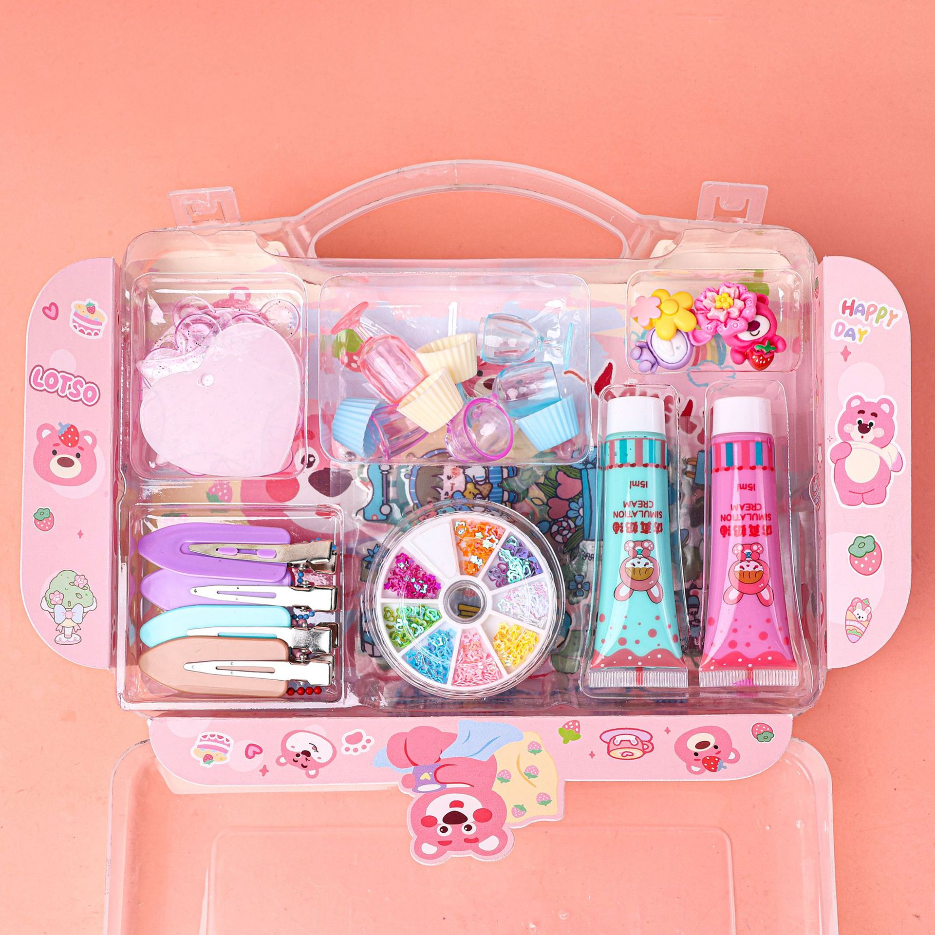 Diy Creamglue Suitcase For Kids Diy Material Bag Gooka Hairpin Accessories Cute Girly Heart Handmade Toys details Picture