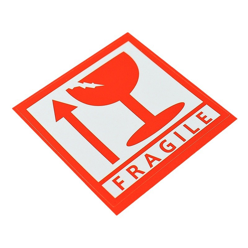 Fragile label English self-adhesive sticker in stock. Fragile label facing up, do not press. Express fragile item warning label Item Picture