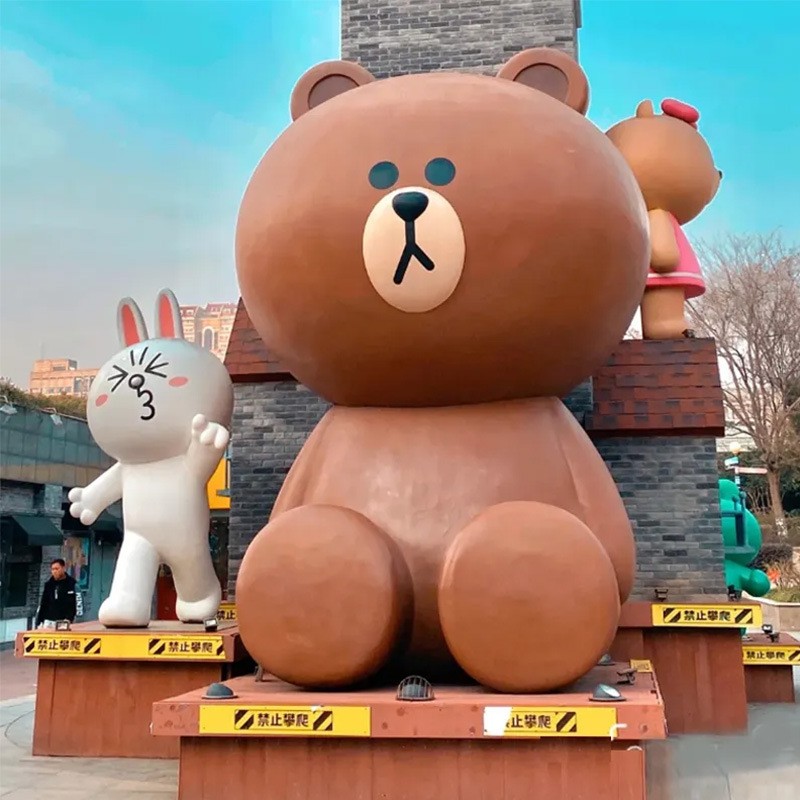 Large Frp Cartoon Ip Corporate Image Sculpture Mall Network Red Bear Mei Chen Mascot Model details Picture