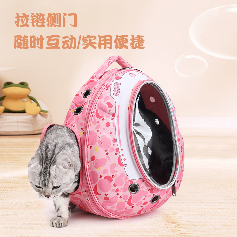 Cat space capsule, large space, convenient for going out, breathable and visible, double-shoulder cat backpack, travel cat bag details Picture