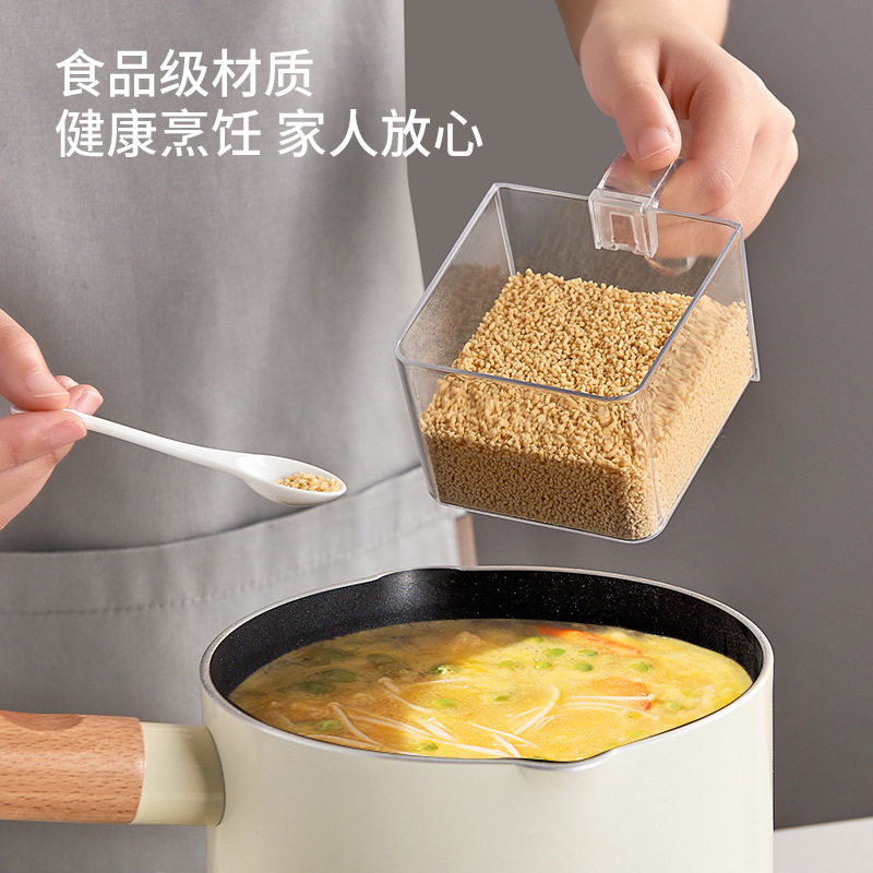 Wall-mounted seasonings box without drilling, household kitchen shelf, salt and monosodium glutamate seasoning combination set, seasoning bottle and jar Application Scenario