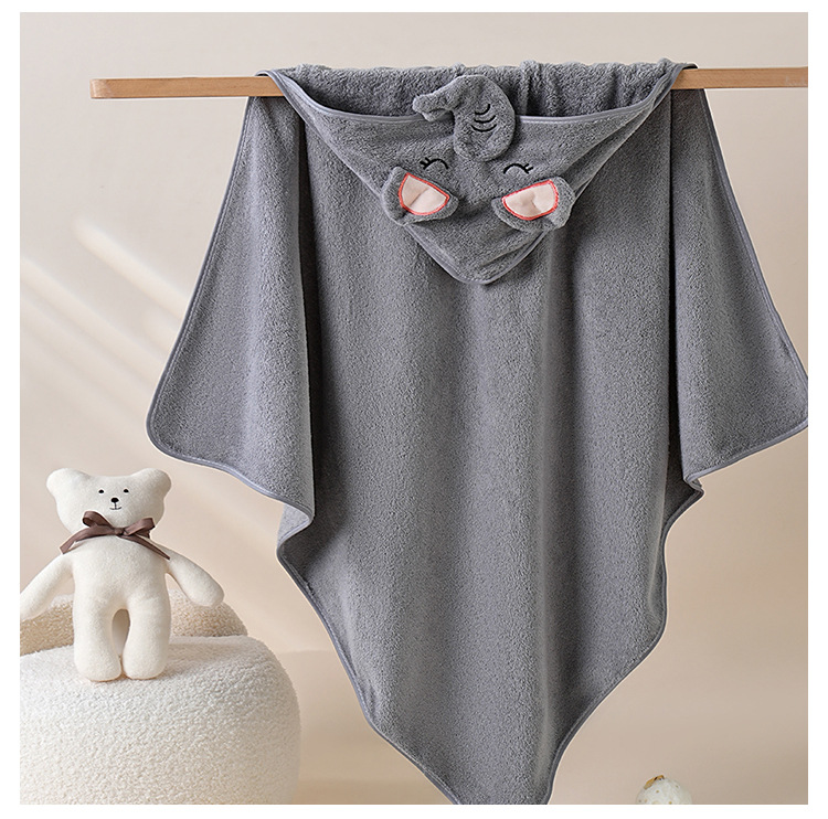 珊瑚绒宝宝斗篷浴巾卡通披风母婴包被珊瑚绒柔软洗澡连帽婴儿抱被详情15