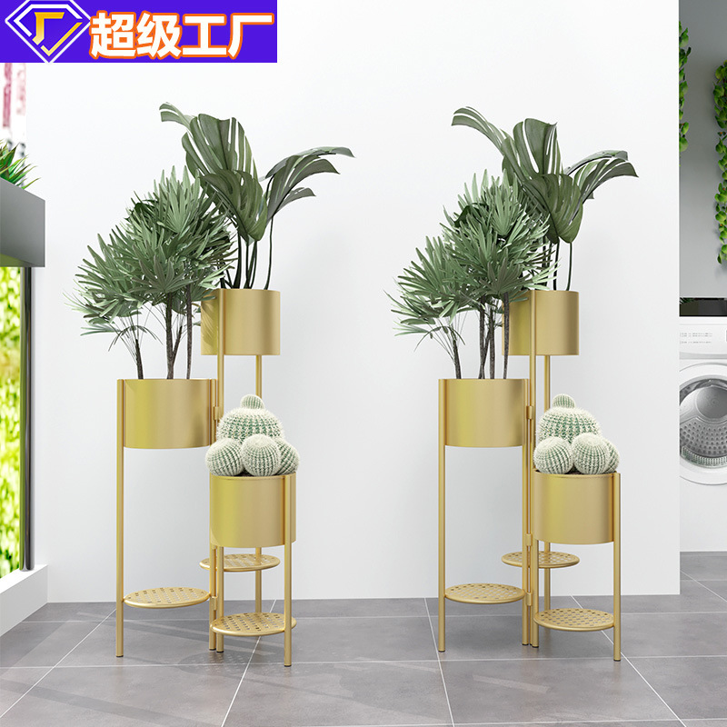跨境可拆装室内花架落地式置物轻奢室内花架子爬藤绿萝多层花盆
