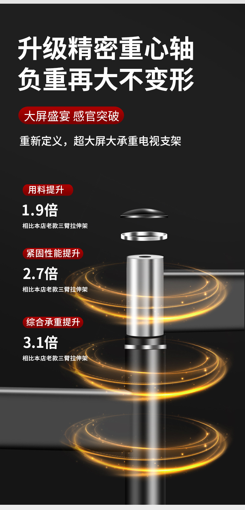 30-120 inch TV telescopic hanging frame, large screen, ultra-thin embedded rotating bracket, enlarged and thickened, universal for all brands pic 13