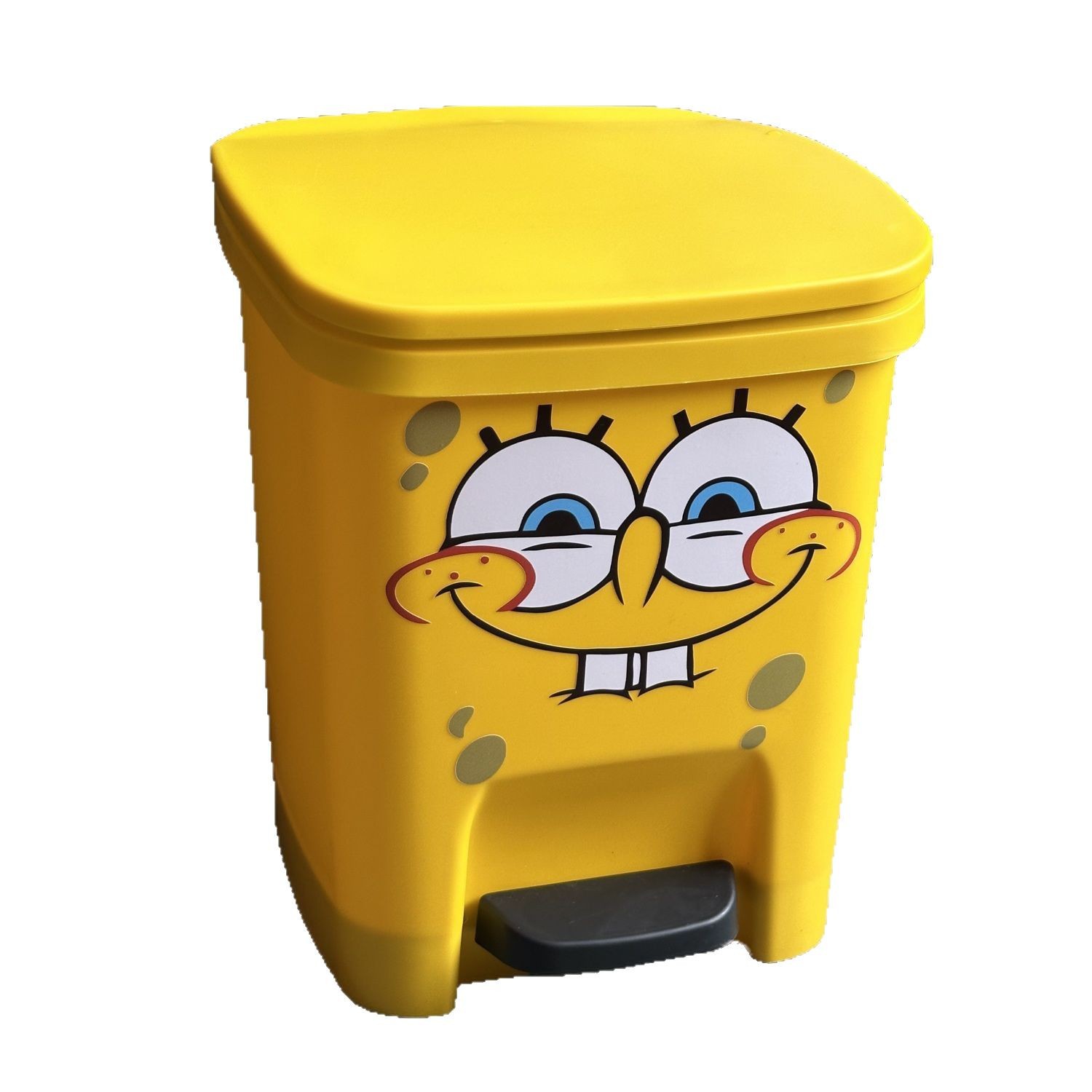 Spongebob SquarePants trash can, a cute cartoon trash can for home use in the living room, bedroom and bathroom. It is a foot-operated trash can with a lid and a high appearance level Item Picture