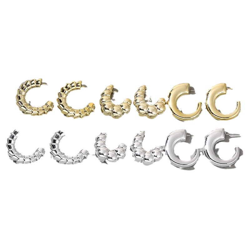New cross-border European and American fashion, light luxury, niche design, irregular earrings, electroplated texture women's earrings Item Picture