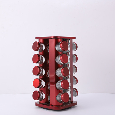 Amazon's new 430 stainless iron kitchen sorting red 20-bottle rotating seasoning rack factory details Picture