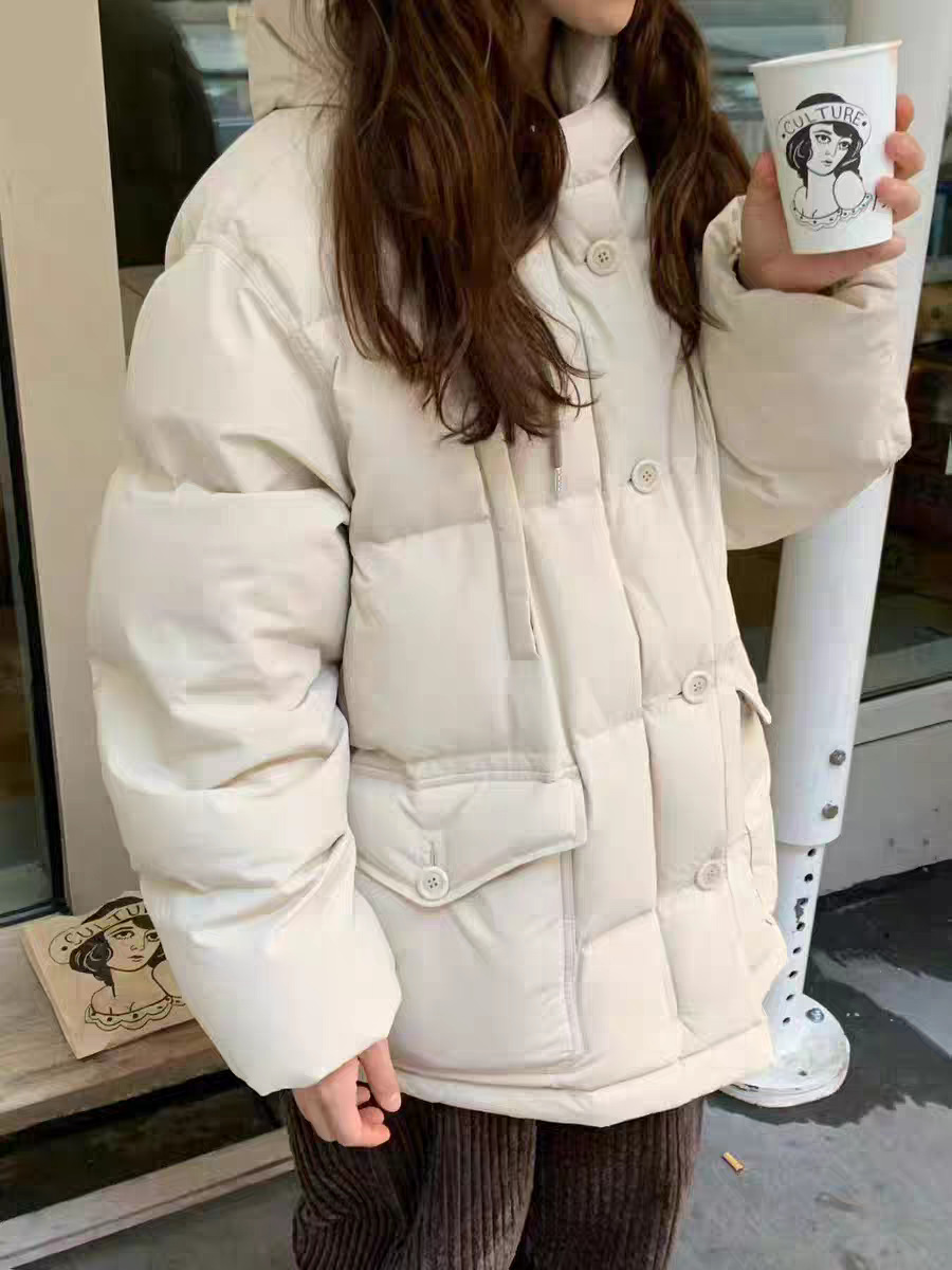 In stock 2025 winter new Dongdaemun, South Korea solid color simple casual hooded mid-length 90 duck down down jacket for women pic 47