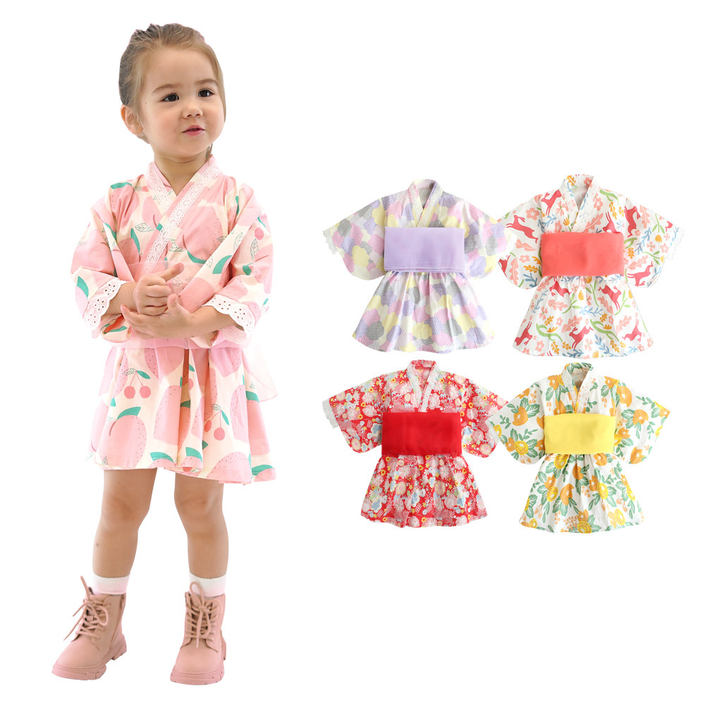 New Spring, Summer and Autumn 2022 kimono printed pattern yukata dress Japanese-style girls' dress 60364