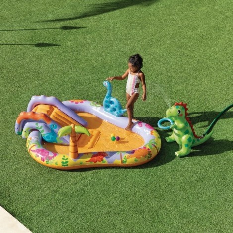 intex 56139沙漠恐龙喷水滑梯公园水池 喷水儿童水池 夏日游泳池