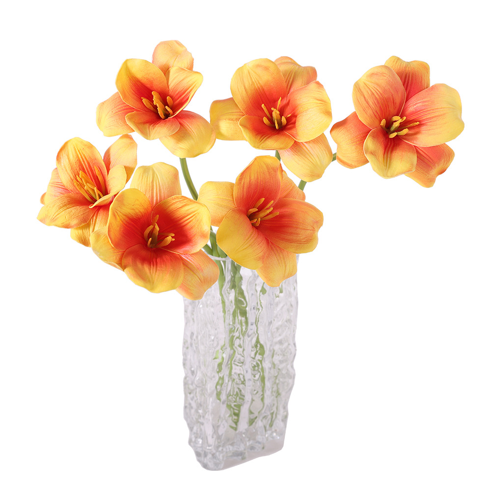 仿真花 手感PU郁金香 无叶梦幻色婚庆摄影插花家居软装饰餐桌假花白底实物图